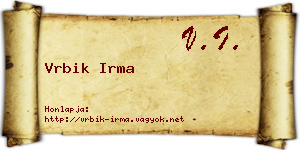Vrbik Irma névjegykártya