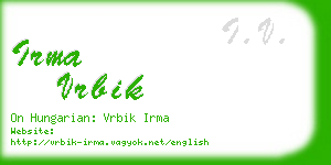 irma vrbik business card